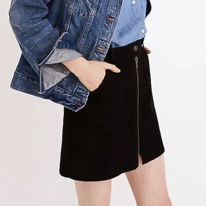 Madewell Denim Utility Full Zip Black Mini Skirt 32